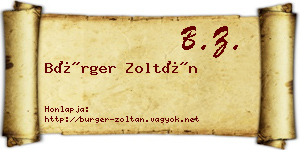 Bürger Zoltán névjegykártya