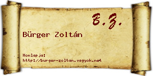 Bürger Zoltán névjegykártya